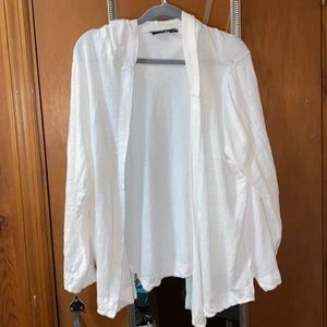 3x linen hooded open front